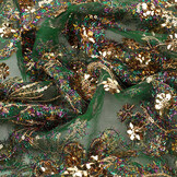 Mesh Embroidered Sequins Ishani Green