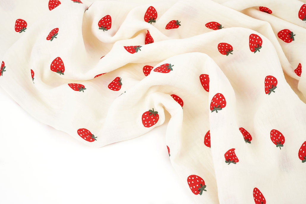 Baumwoll Musselin Erdbeere Creme