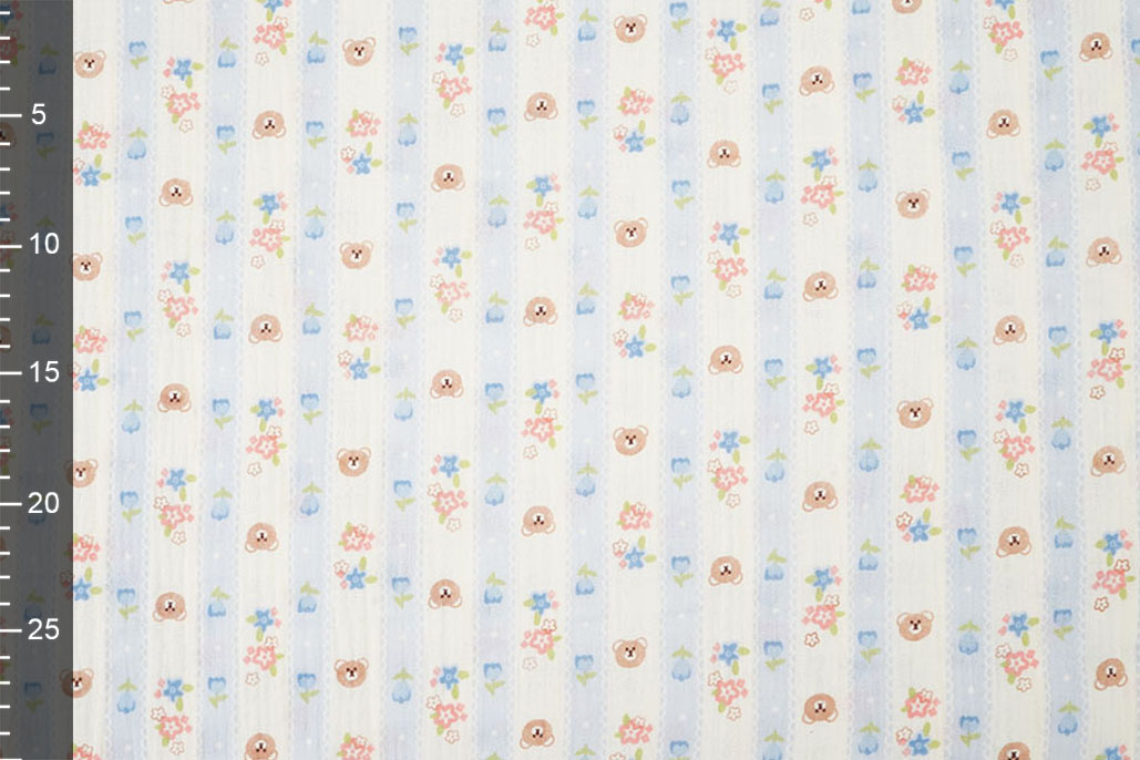 Baumwoll Musselin Little Teddy Stripes