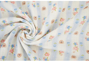 Baumwoll Musselin Little Teddy Stripes