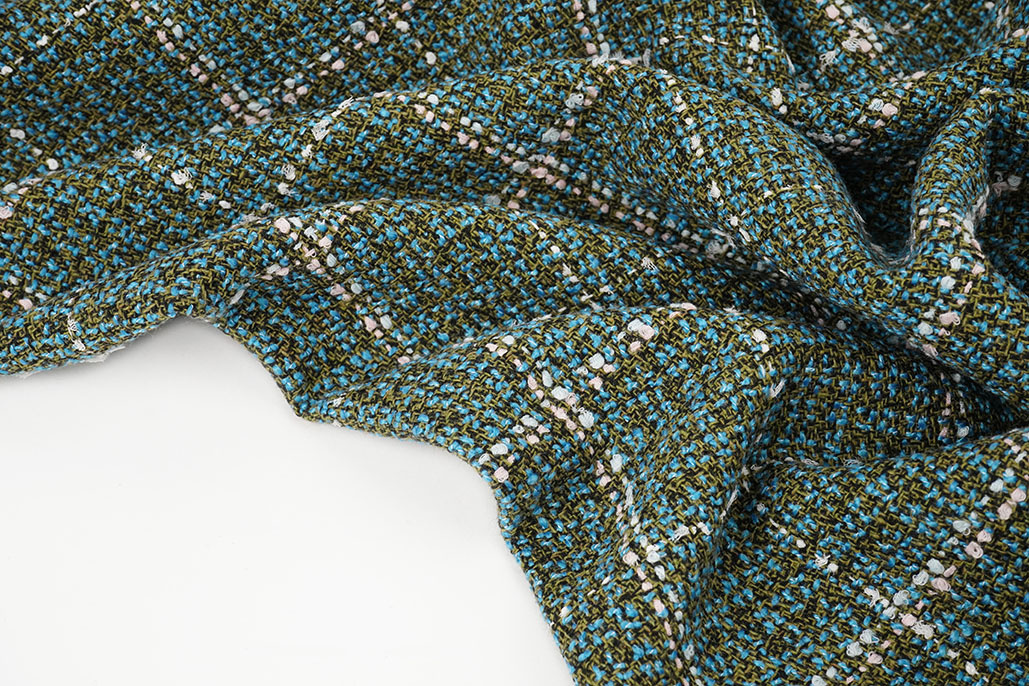 Gewebte Wollstoff Karo Ravella Aqua