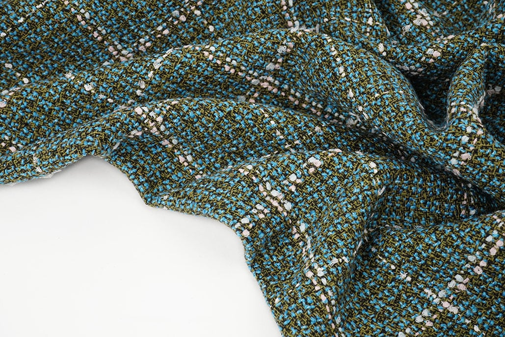 Woven Woolen Fabric Check Ravella Aqua