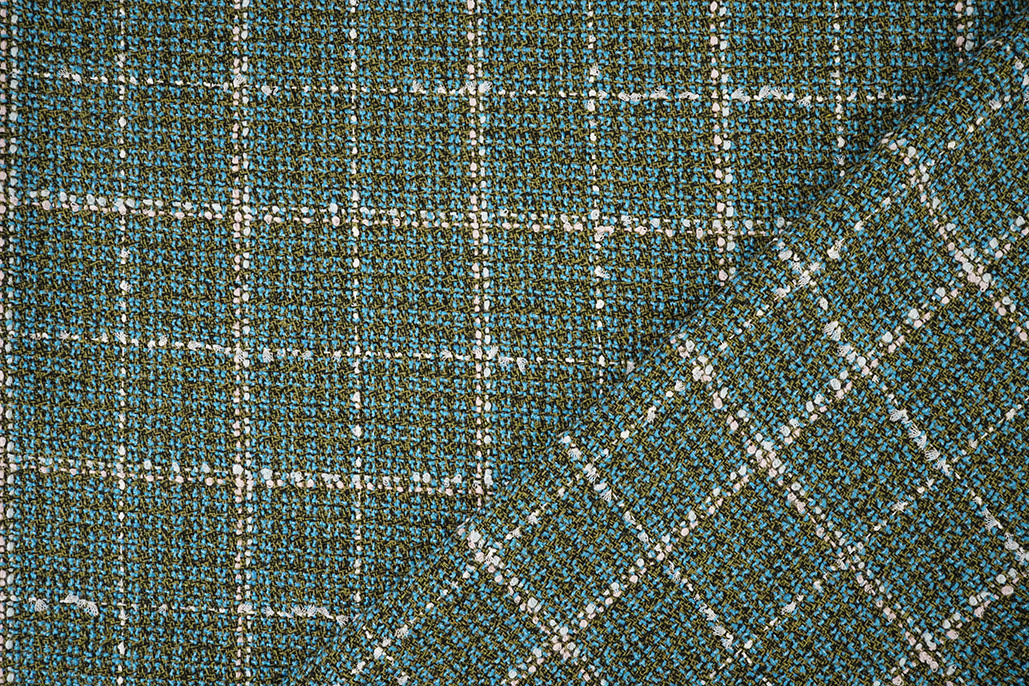 Woven Woolen Fabric Check Ravella Aqua