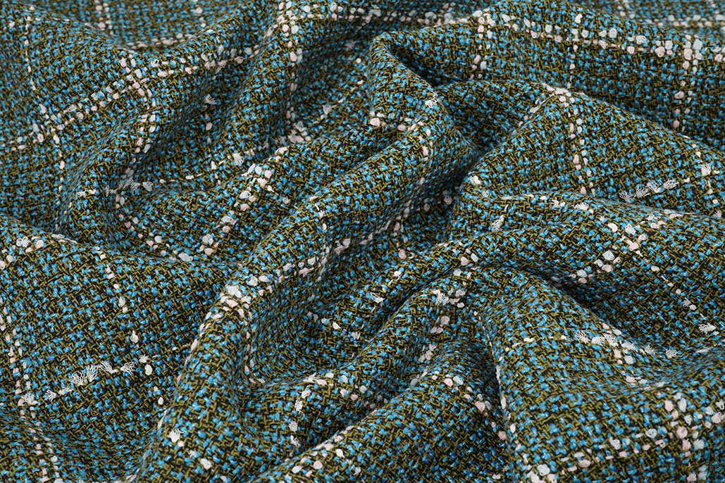 Woven Woolen Fabric Check Ravella Aqua