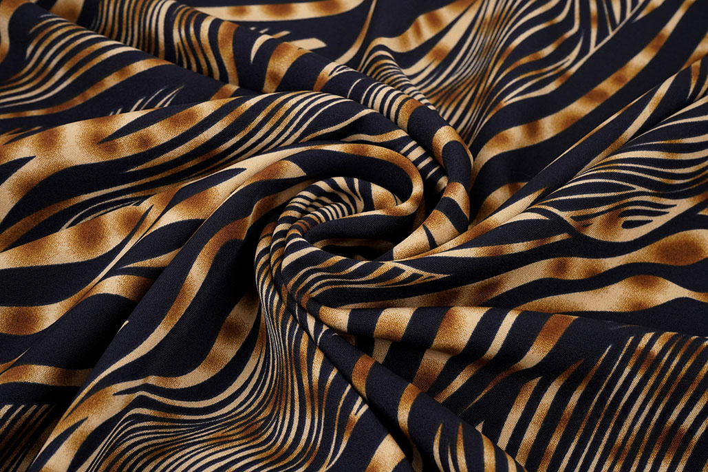Fine Crêpe Zebora Navy - Brown