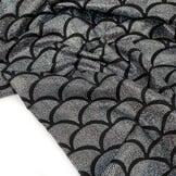 Lamé Mermaid Fantasy Silber auf Schwarz