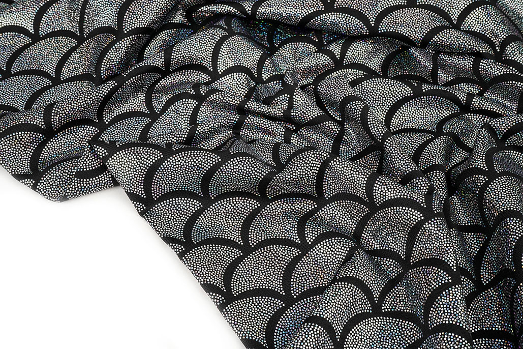 Lamé Mermaid Fantasy Silver on Black