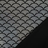 Lamé Mermaid Fantasy Silber auf Schwarz