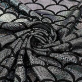 Lamé Mermaid Fantasy Silber auf Schwarz