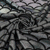 Lamé Mermaid Fantasy Silver on Black