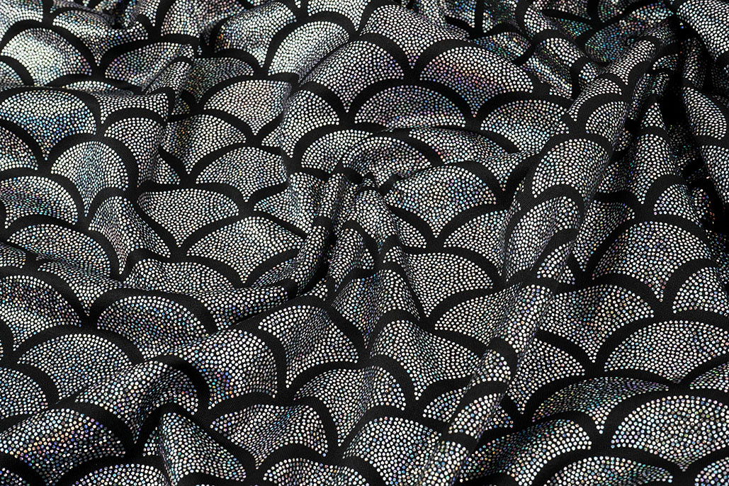 Lamé Mermaid Fantasy Silver on Black