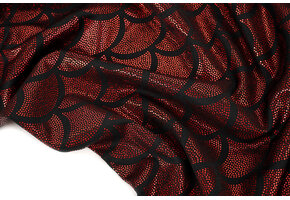 Lamé Mermaid Fantasy Red on Black