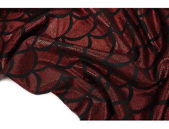 Lamé Mermaid Fantasy Red on Black