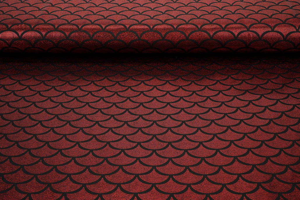 Lamé Mermaid Fantasy Red on Black