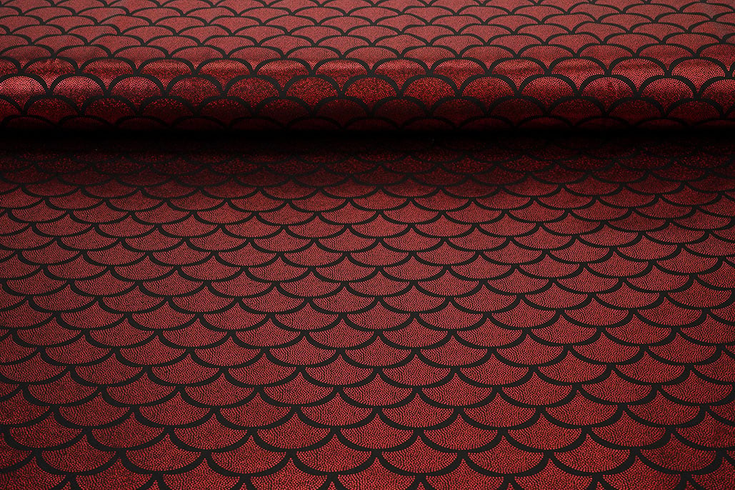 Lamé Mermaid Fantasy Rot auf Schwarz