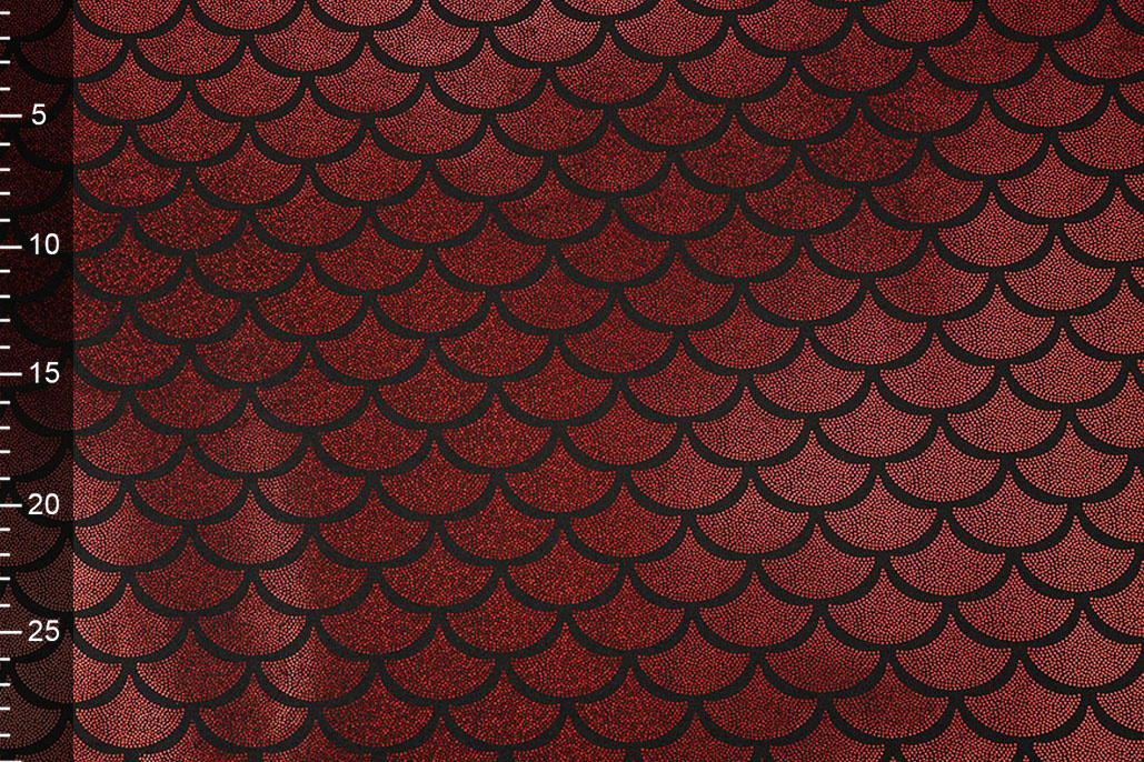 Lamé Mermaid Fantasy Red on Black