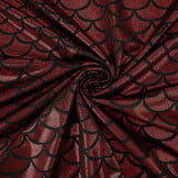 Lamé Mermaid Fantasy Rood op Zwart