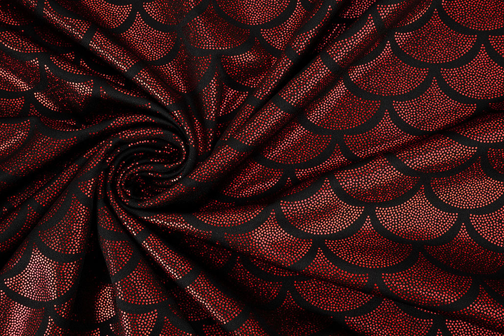 Lamé Mermaid Fantasy Red on Black