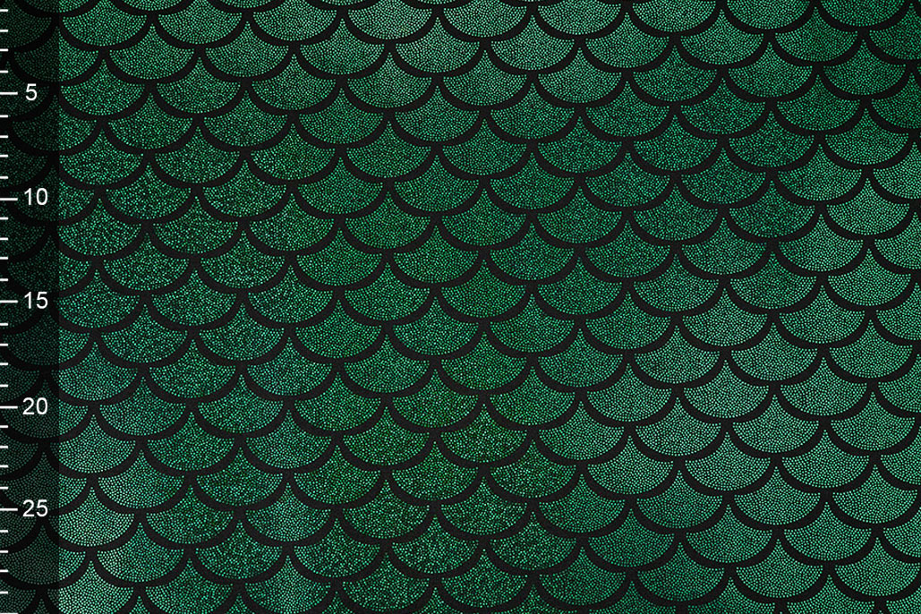 Lamé Mermaid Fantasy Green on Black