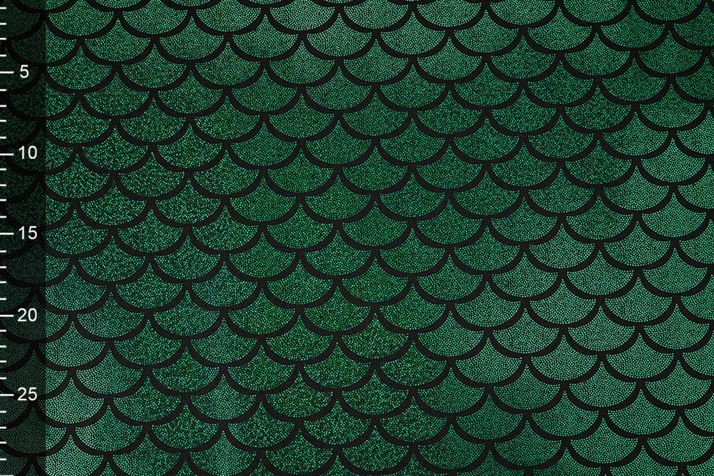 Lamé Mermaid Fantasy Groen op Zwart