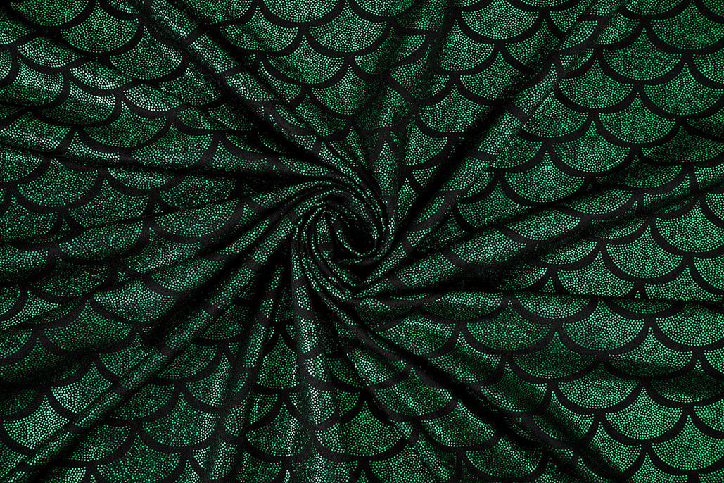 Lamé Mermaid Fantasy Green on Black