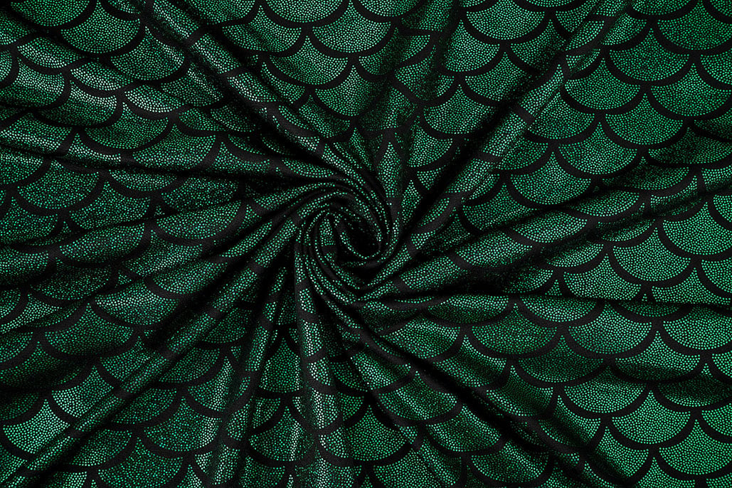 Lamé Mermaid Fantasy Groen op Zwart