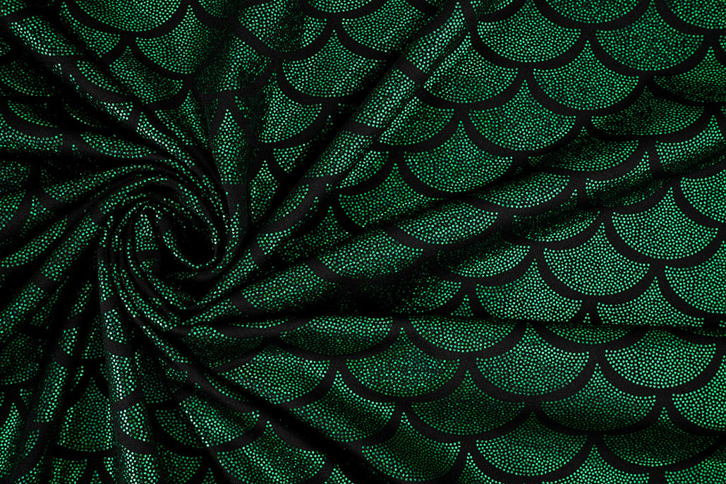 Lamé Mermaid Fantasy Green on Black