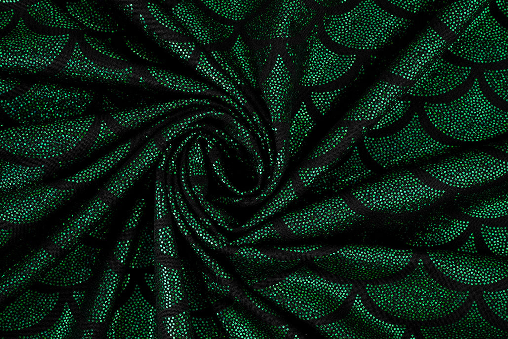 Lamé Mermaid Fantasy Green on Black