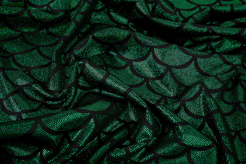 Lamé Mermaid Fantasy Green on Black