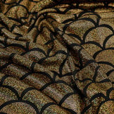 Lamé  Mermaid Fantasy Gold auf Schwarz
