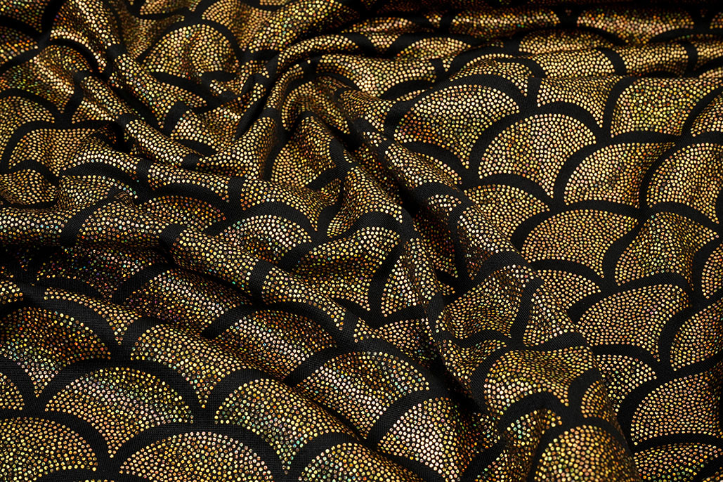 Lamé Mermaid Fantasy Gold auf Schwarz