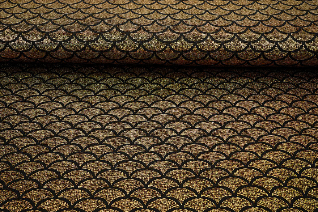 Lamé Mermaid Fantasy Gold auf Schwarz