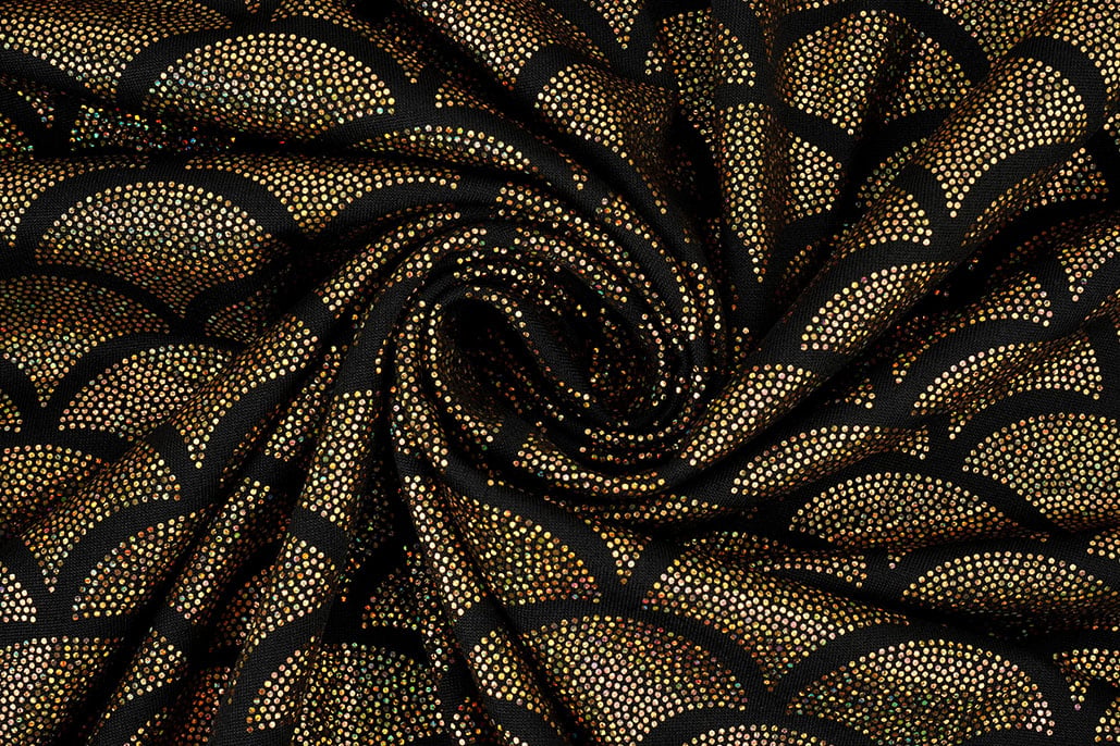 Lamé Mermaid Fantasy Gold auf Schwarz