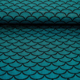 Lamé Mermaid Fantasy Aqua on Black