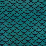 Lamé Mermaid Fantasy Aqua auf Schwarz