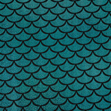 Lamé Mermaid Fantasy Aqua on Black