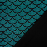 Lamé Mermaid Fantasy Aqua on Black