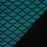 Lamé Mermaid Fantasy Aqua op Zwart