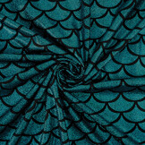 Lamé Mermaid Fantasy Aqua auf Schwarz
