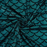 Lamé Mermaid Fantasy Aqua op Zwart