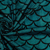 Lamé Mermaid Fantasy Aqua auf Schwarz