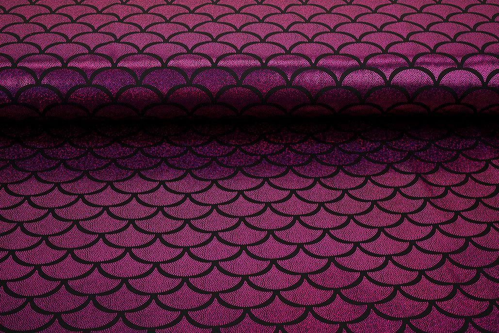 Lamé Mermaid Fantasy Cyclamen on Black