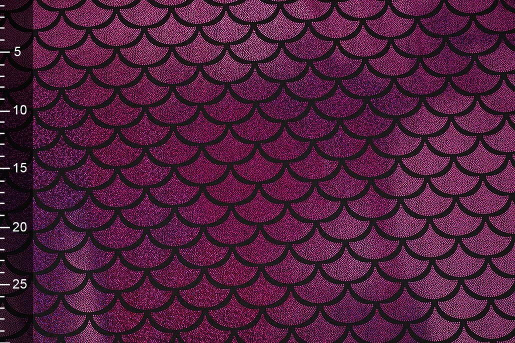 Lamé Mermaid Fantasy Cyclamen on Black