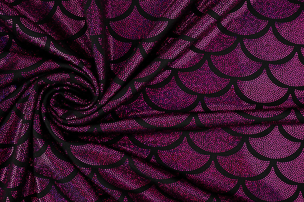 Lamé Mermaid Fantasy Alpenveilchen auf Schwarz