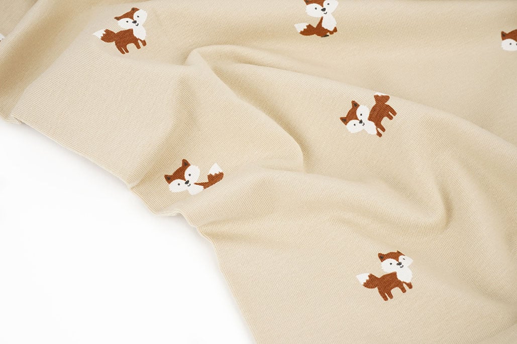 Cotton Jersey Vosjes Beige