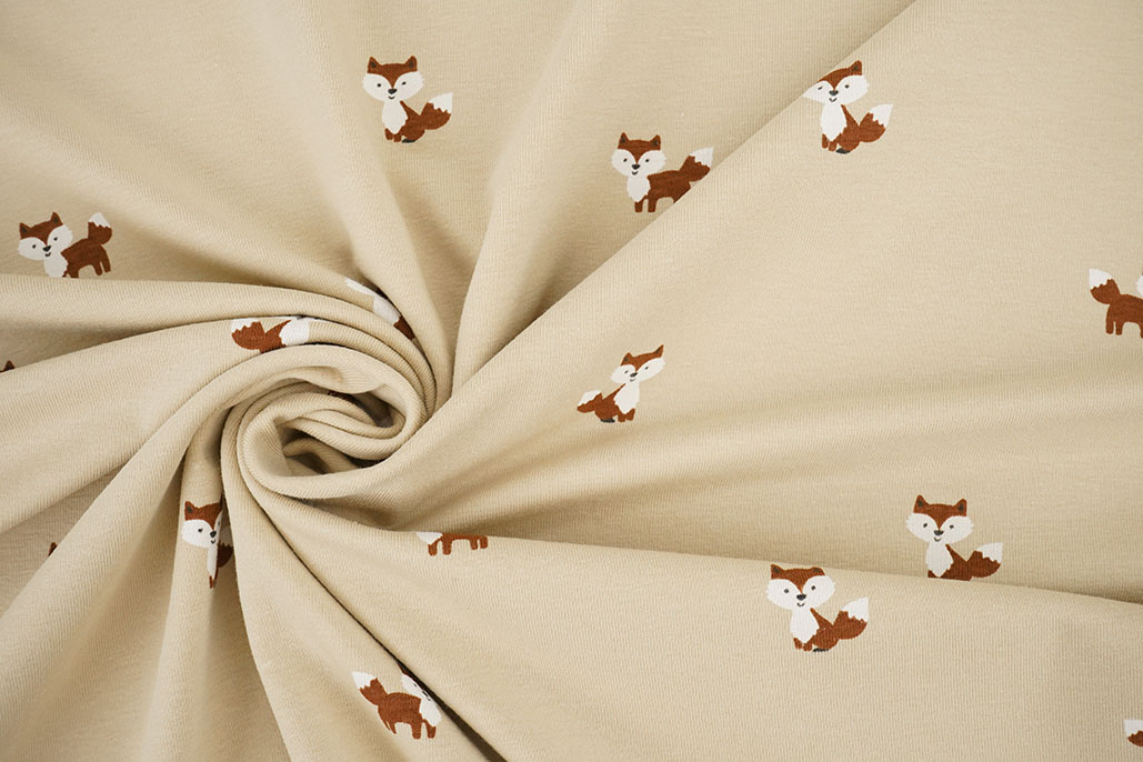 Cotton Jersey Vosjes Beige