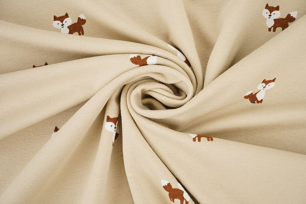 Cotton Jersey Vosjes Beige