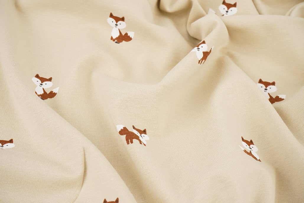 Cotton Jersey Vosjes Beige