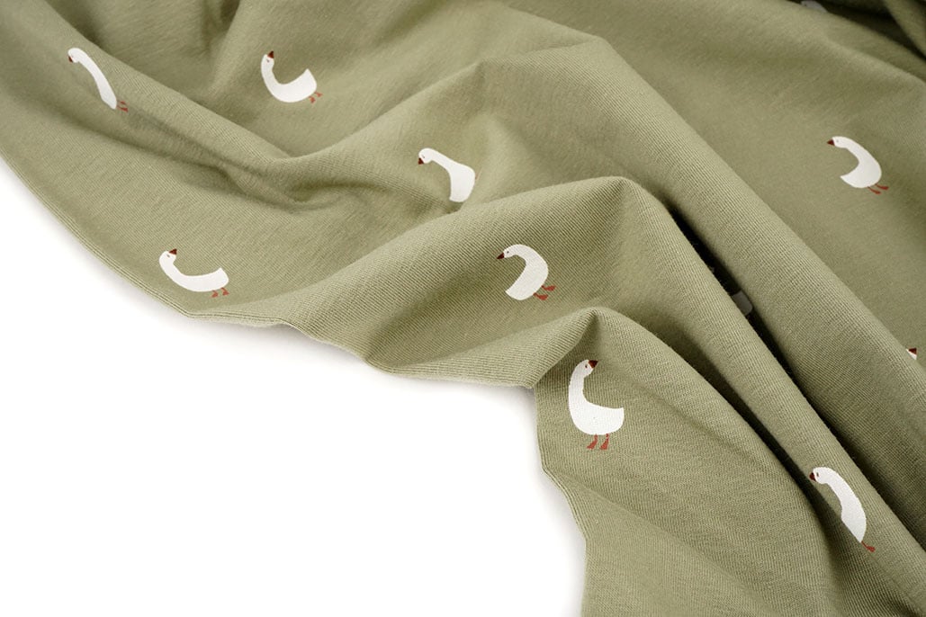 Cotton Jersey Ganzen Olijfgroen