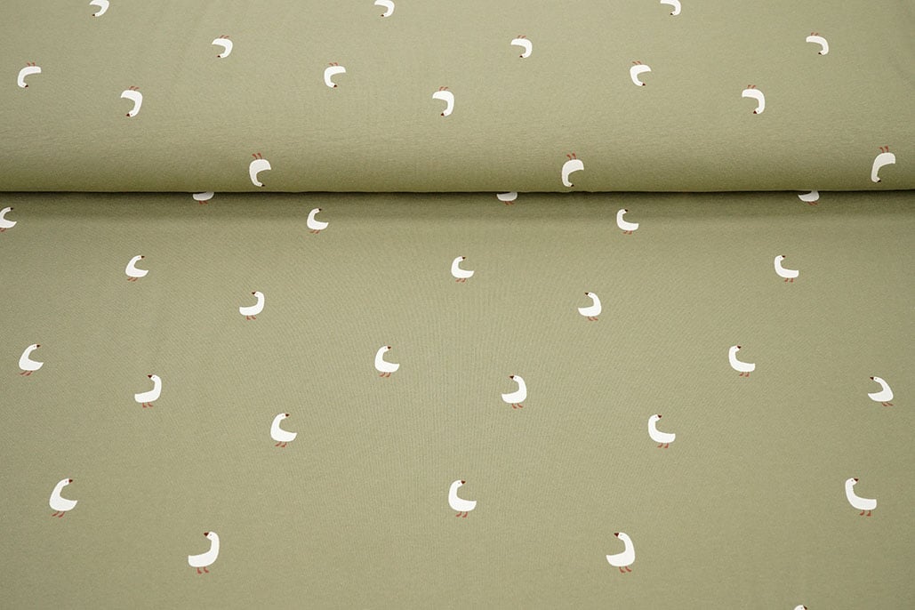Cotton Jersey Ganzen Olijfgroen